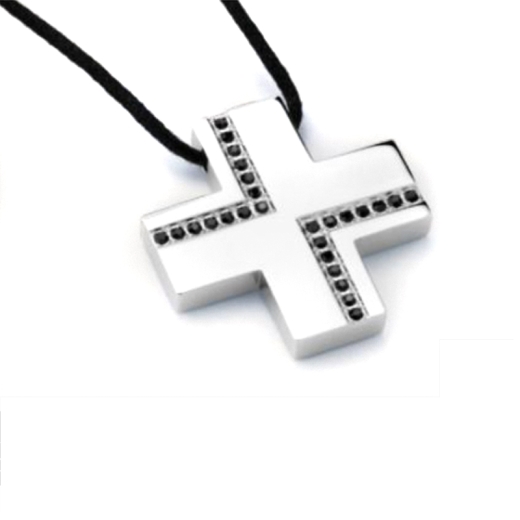 Edelstahlkreuz mit 26 schwarzen Kristallen von BROSWAY