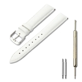 Uhrenarmband Lederarmband weiss, Schließe Silber 316L 16, 18, 20 mm