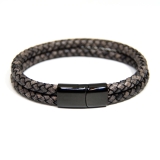 Herren Lederarmband 316L Edelstahl Magnetverschluss Wickelarmband grau Herren Lederarmband 316L Edelstahl Magnetverschluss Wickelarmband grau