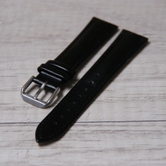 Uhrenarmband Lederarmband schwarz, Schließe Silber 316L 16, 18, 20 mm