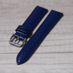 Uhrenarmband Lederarmband dunkelblau, Schließe Silber 316L 16, 18, 20 mm