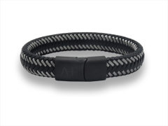 Herrenarmband M - Across - schwarz mit geflochtenem Stahl